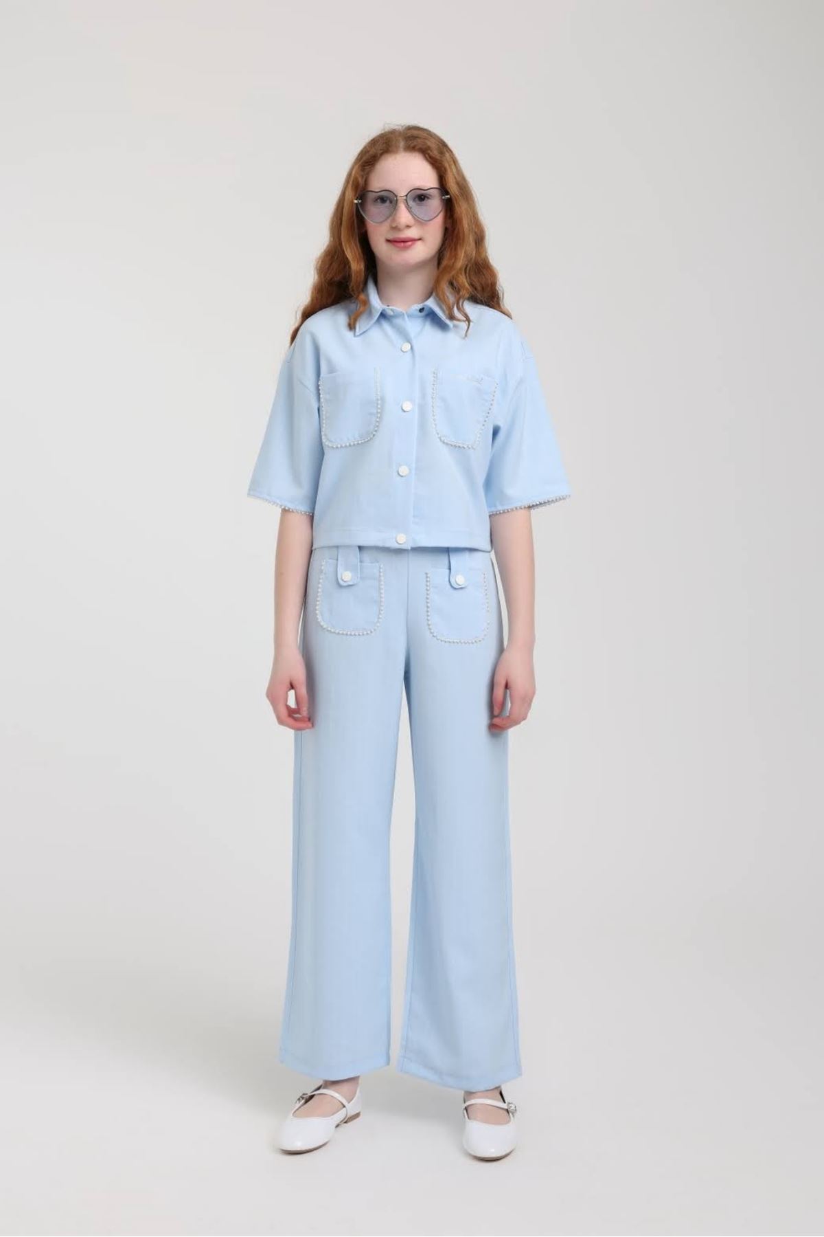 5-14 Yaş Mila Flora Kız Çocuk Takım-Mavi