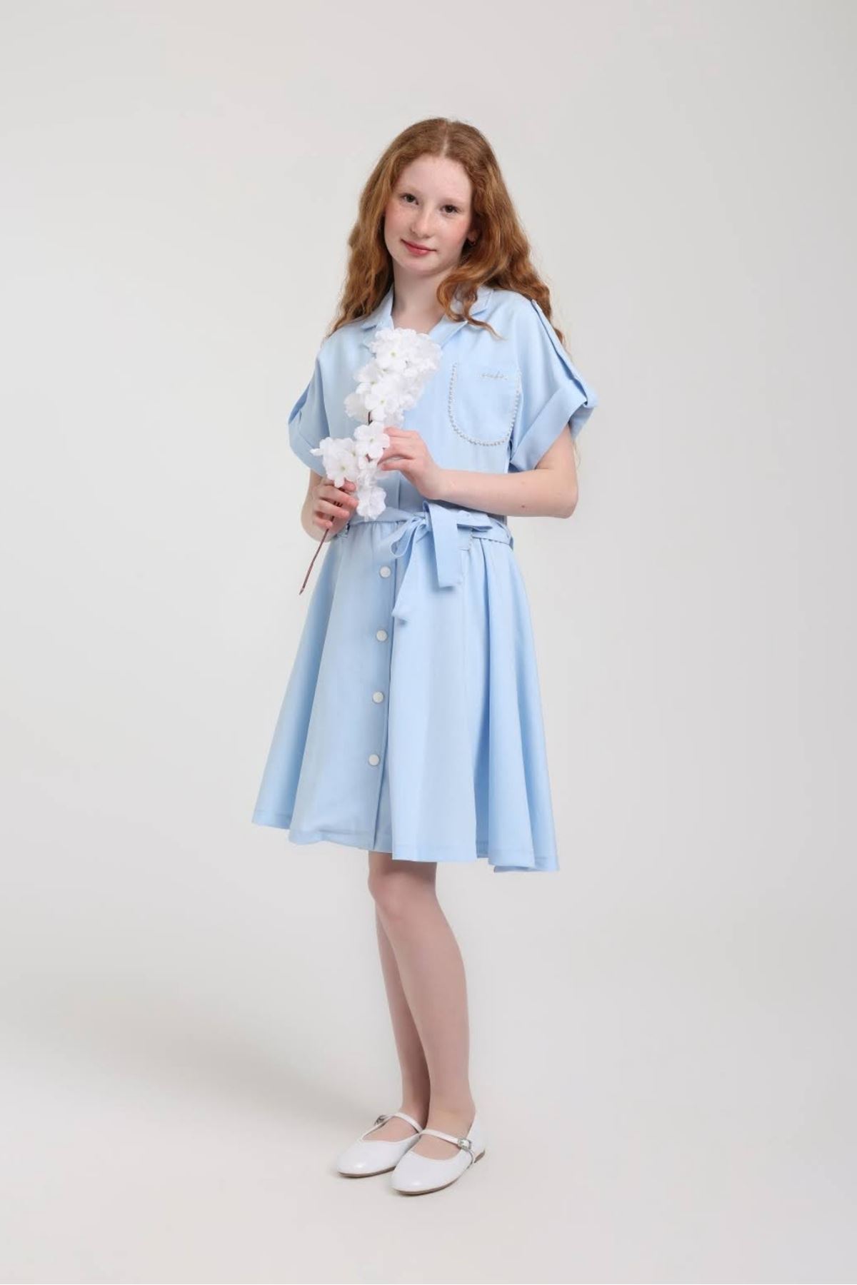 10-14 Yaş Elsa Moon Kız Çocuk Elbise-Mavi