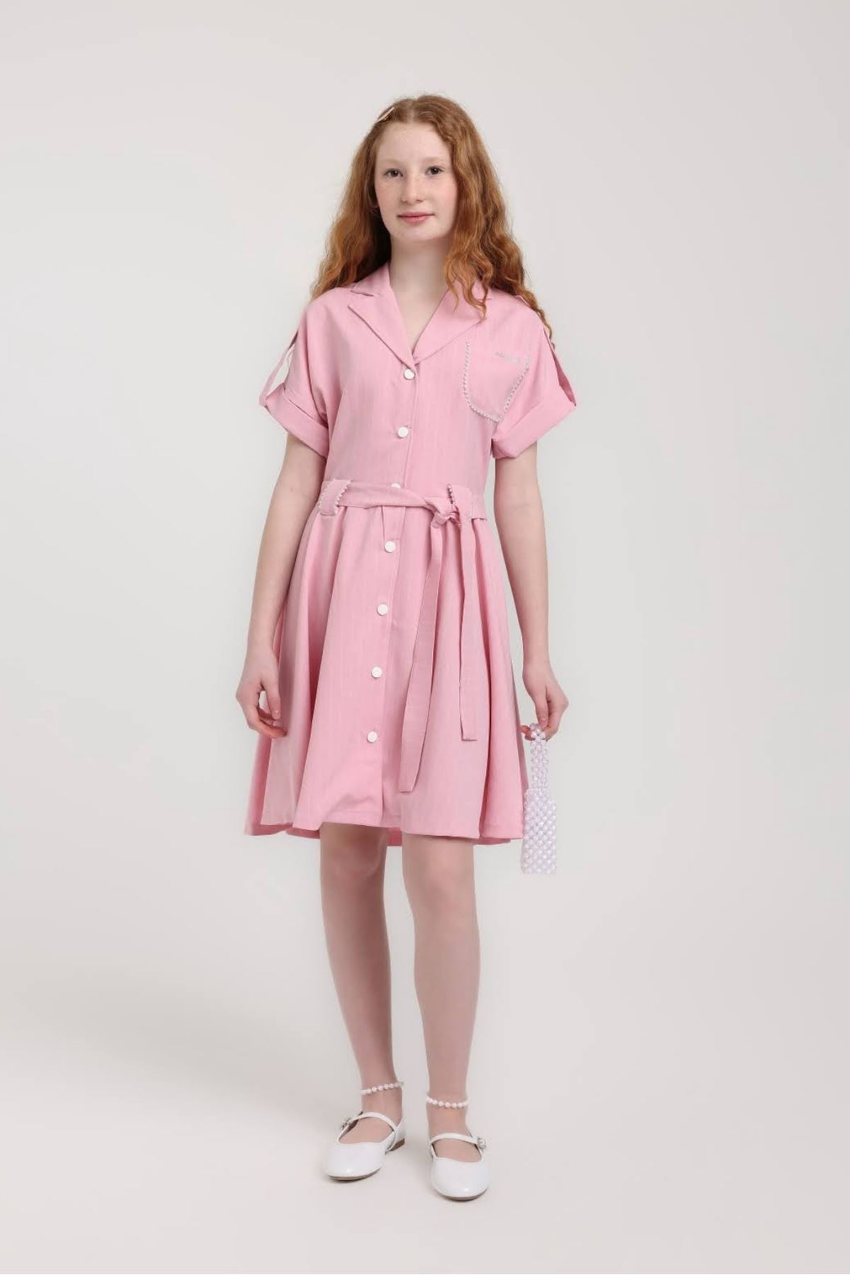 10-14 Yaş Elsa Moon Kız Çocuk Elbise-Pembe