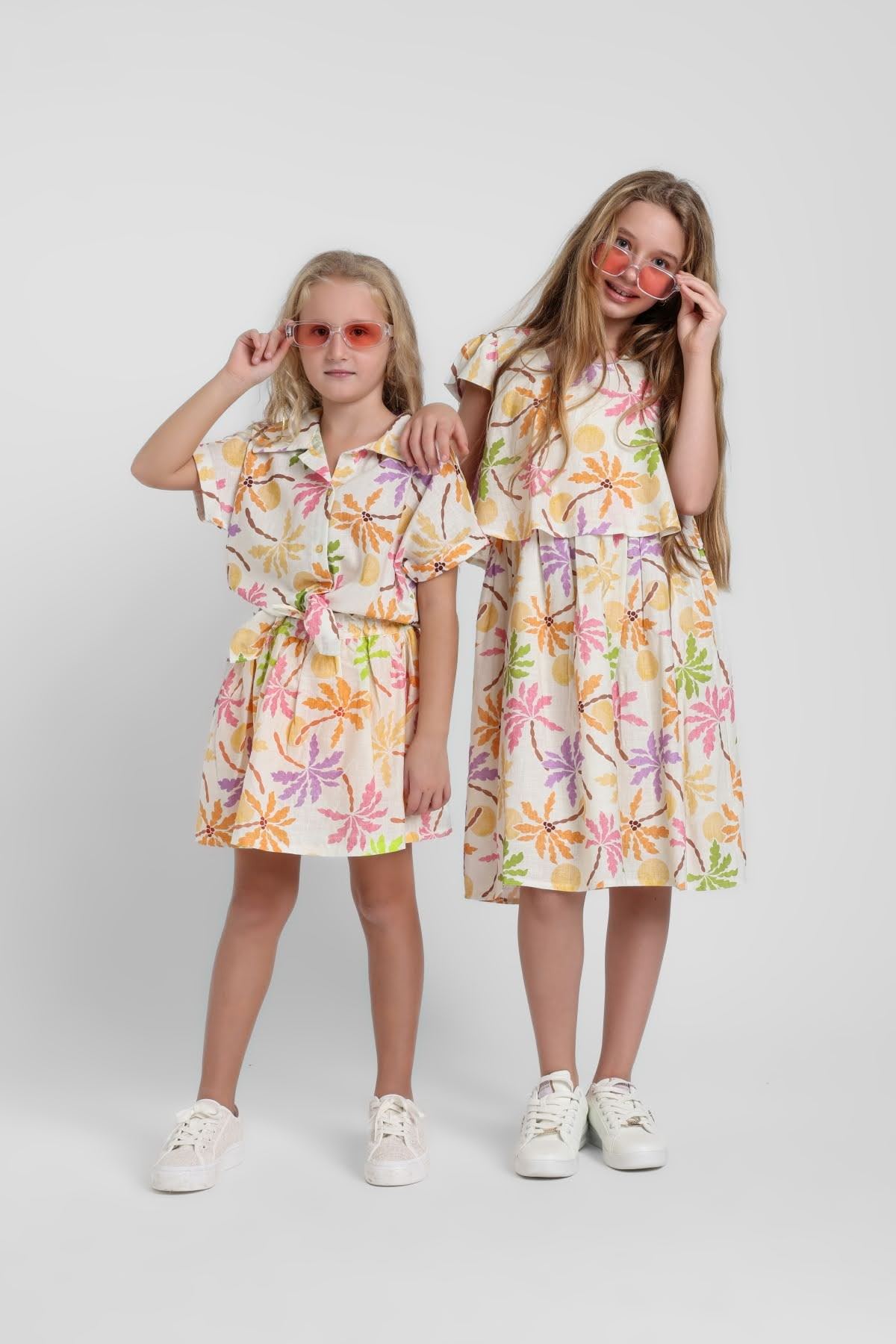 5-14 Yaş Clara Bloom Kız Çocuk Elbise-Latte