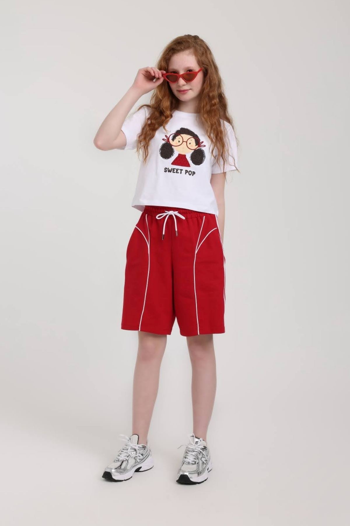 5-14 Yaş Elena Muse Kız Çocuk Takım-Kırmızı