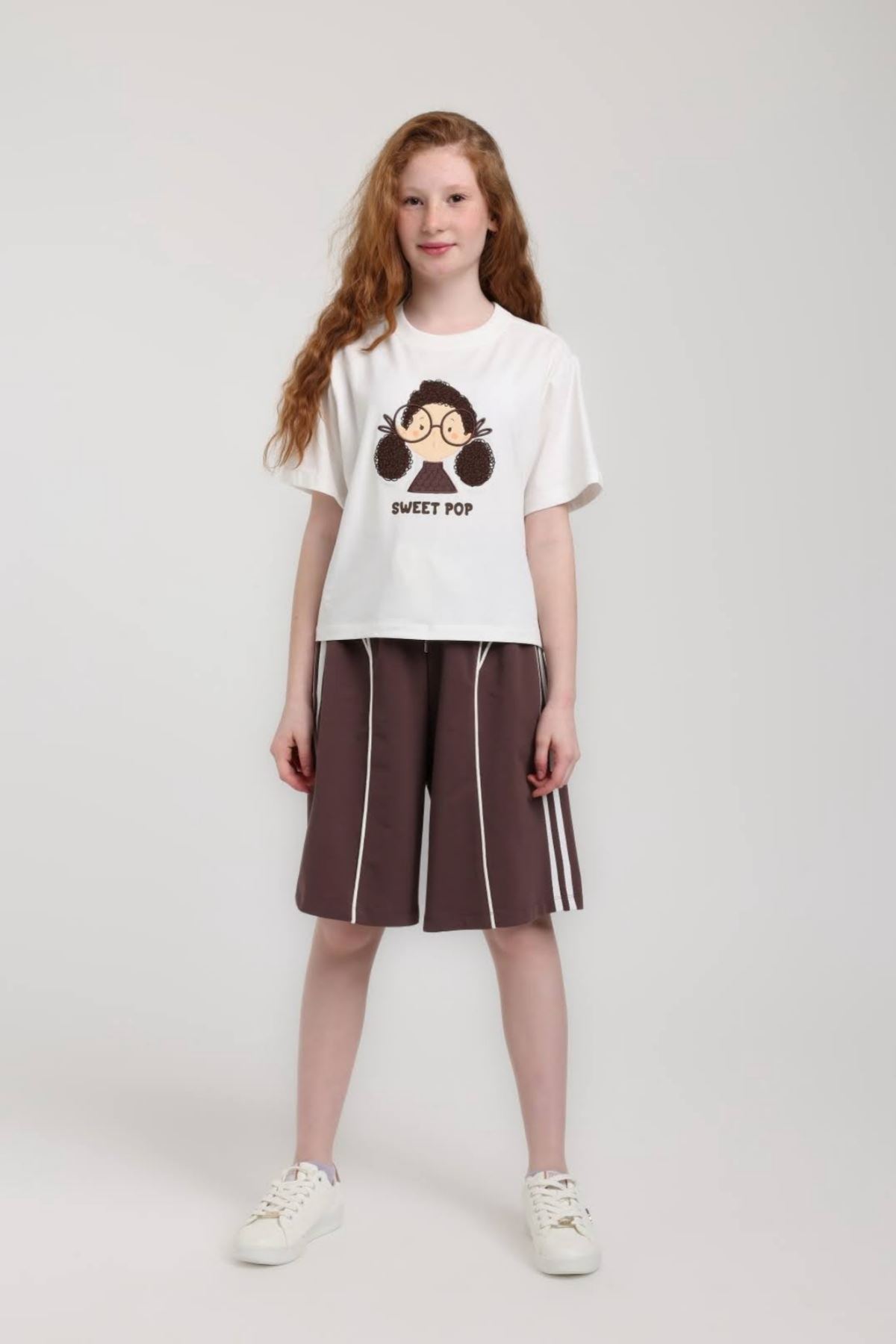 5-14 Yaş Sweet Pop Kız Çocuk Takım-Kahverengi