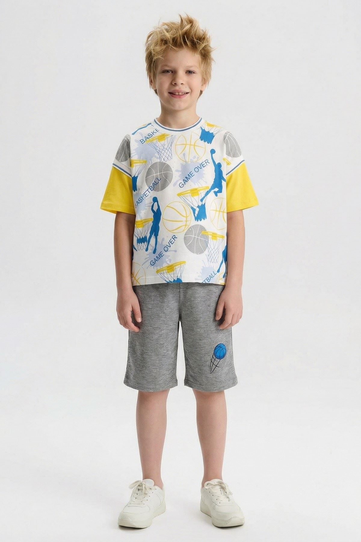 6-9 Yaş Basketball Cool Erkek Çocuk Takım-Sarı