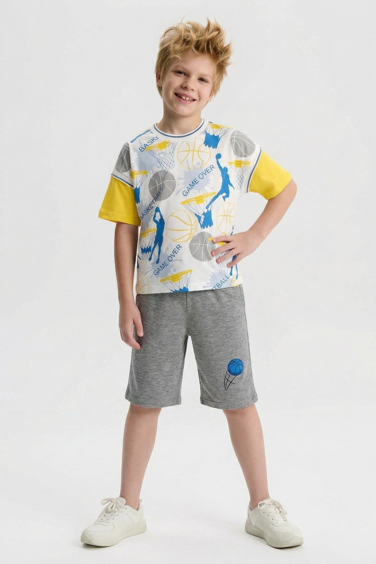 6-9 Yaş Basketball Cool Erkek Çocuk Takım-Sarı