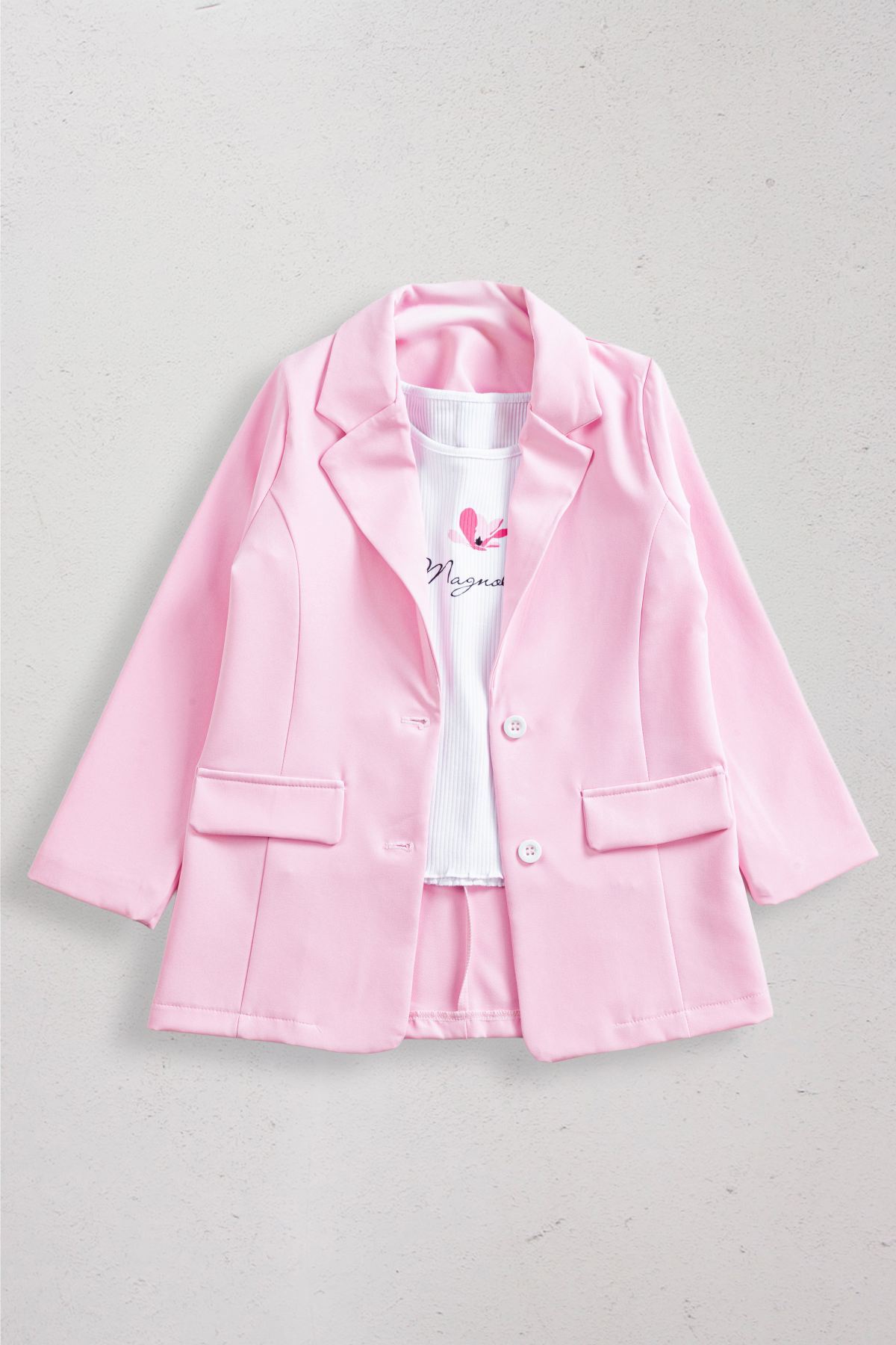 9-14 Yaş Magnolia Kız Çocuk Blazer Ceket-Şeker Pembe