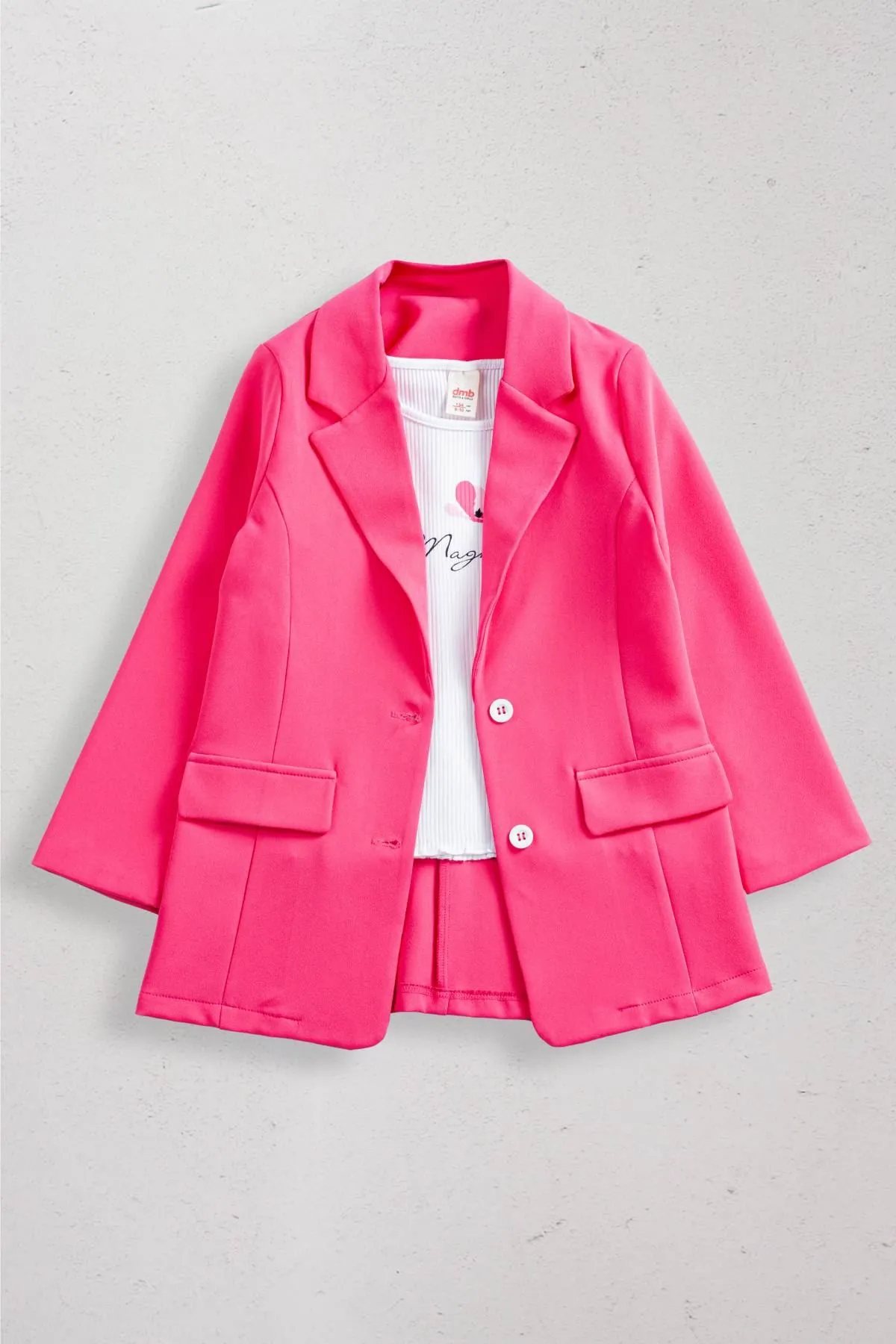 9-14 Yaş Magnolia Kız Çocuk Blazer Ceket-Fuşya