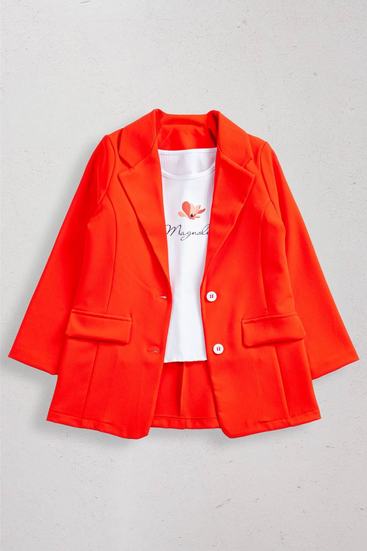 9-14 Yaş Magnolia Kız Çocuk Blazer Ceket-Oranj