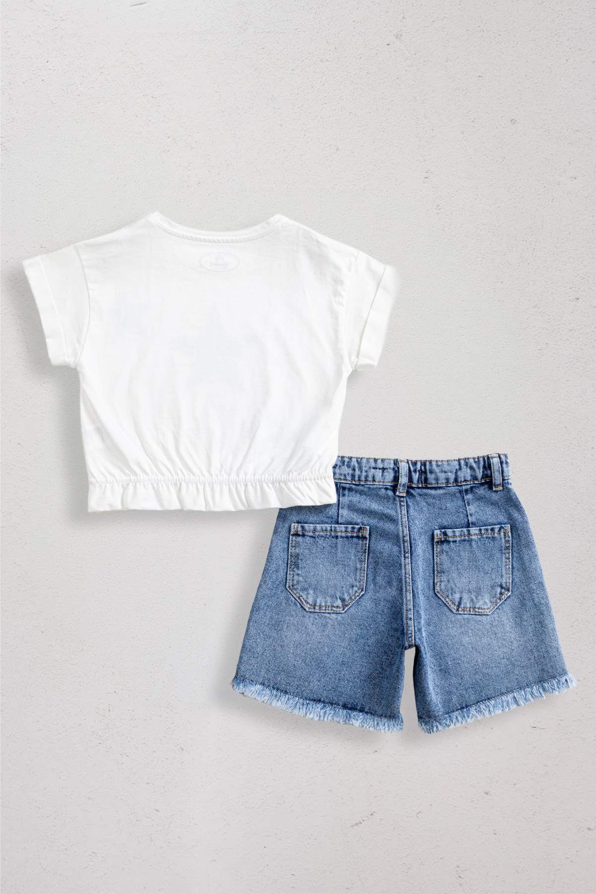 5-14 Yaş New Magic Kız Çocuk Şortlu Takım-İndigo