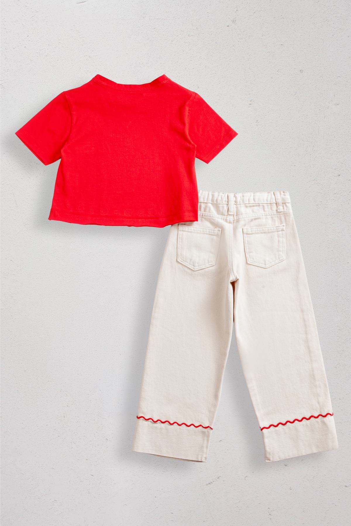 5-14 Yaş Love Story Kız Çocuk Pantolonlu Takım-Kırmızı
