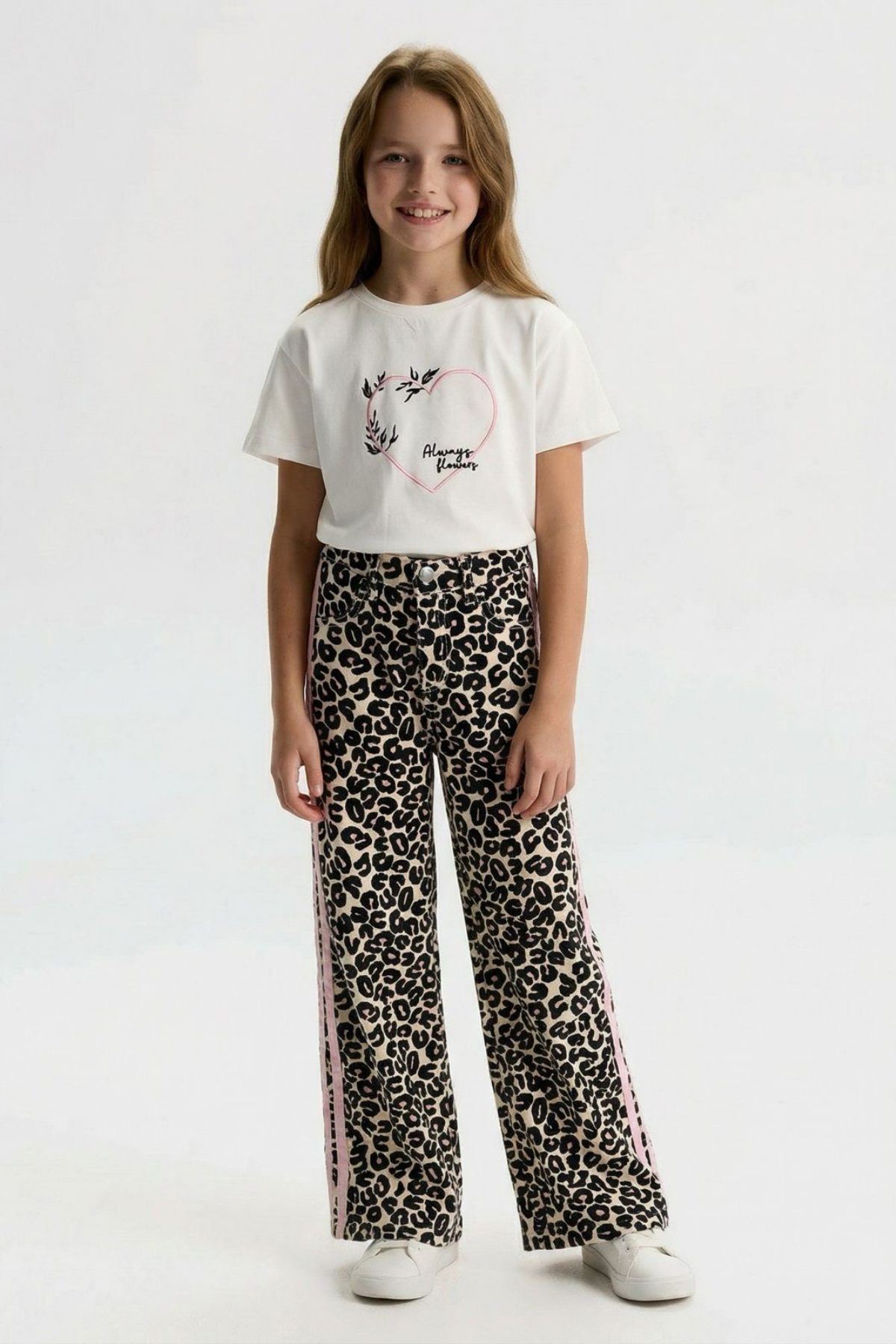 4-14 Yaş Lêona Luxery Pink Kız Çocuk Takım-Ekru