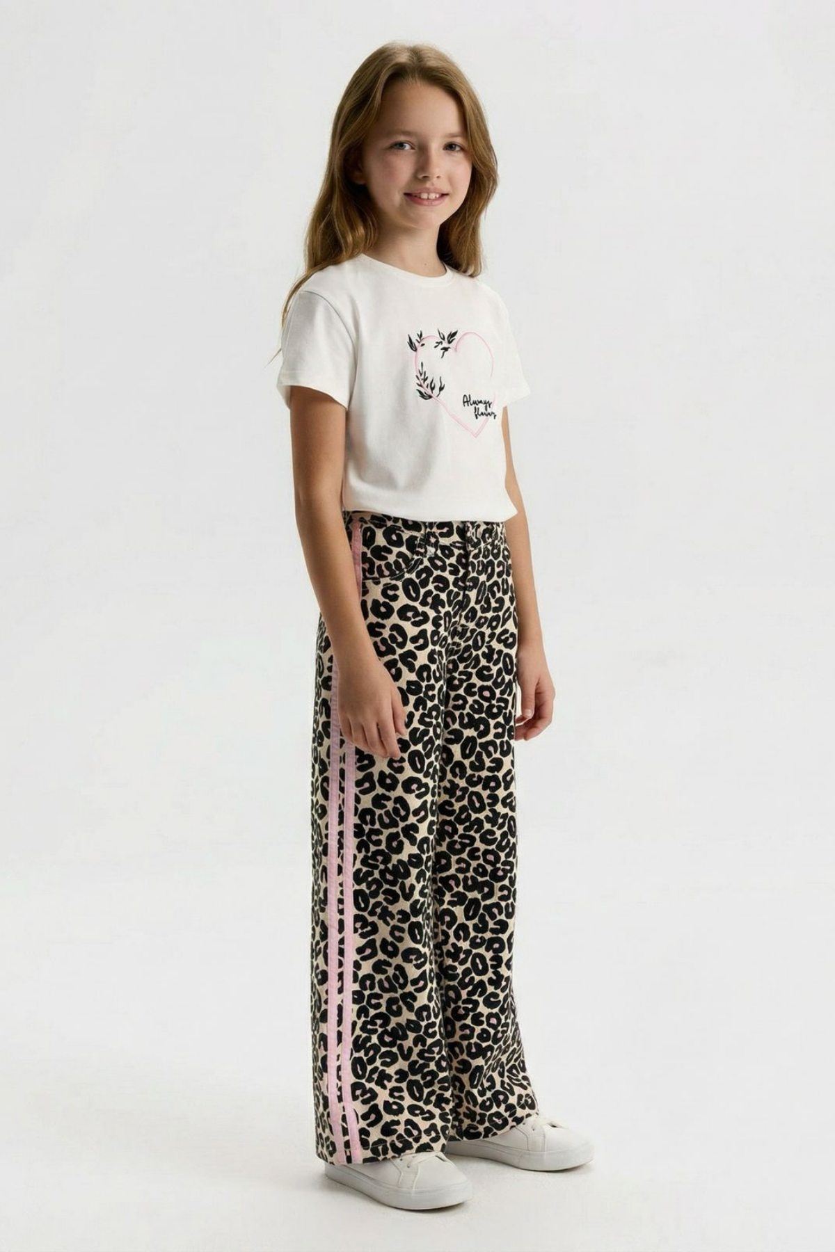 4-14 Yaş Lêona Luxery Pink Kız Çocuk Takım-Ekru