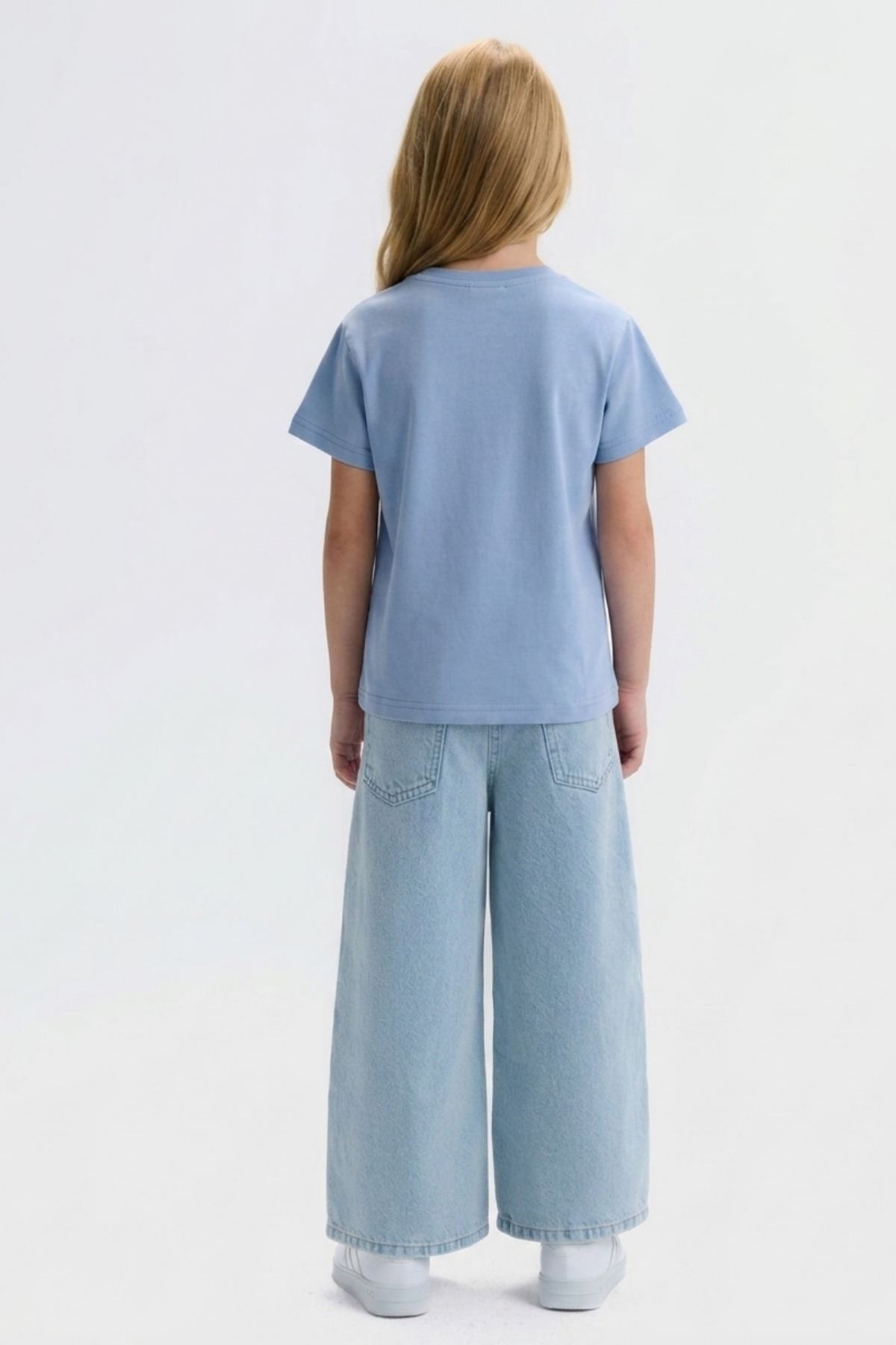 4-8 Yaş Lina Mini Kız Çocuk T-Shirt-Mavi