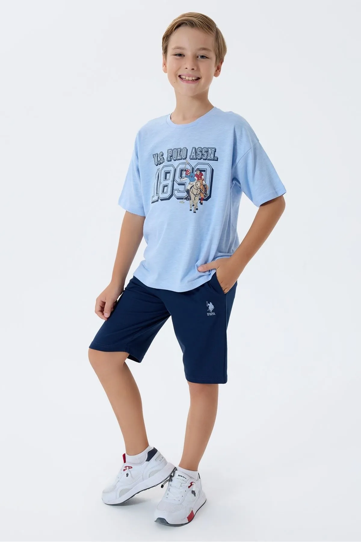 4-15 Yaş Lisanslı Us Polo Assn Erkek Çocuk Takım-Mavi