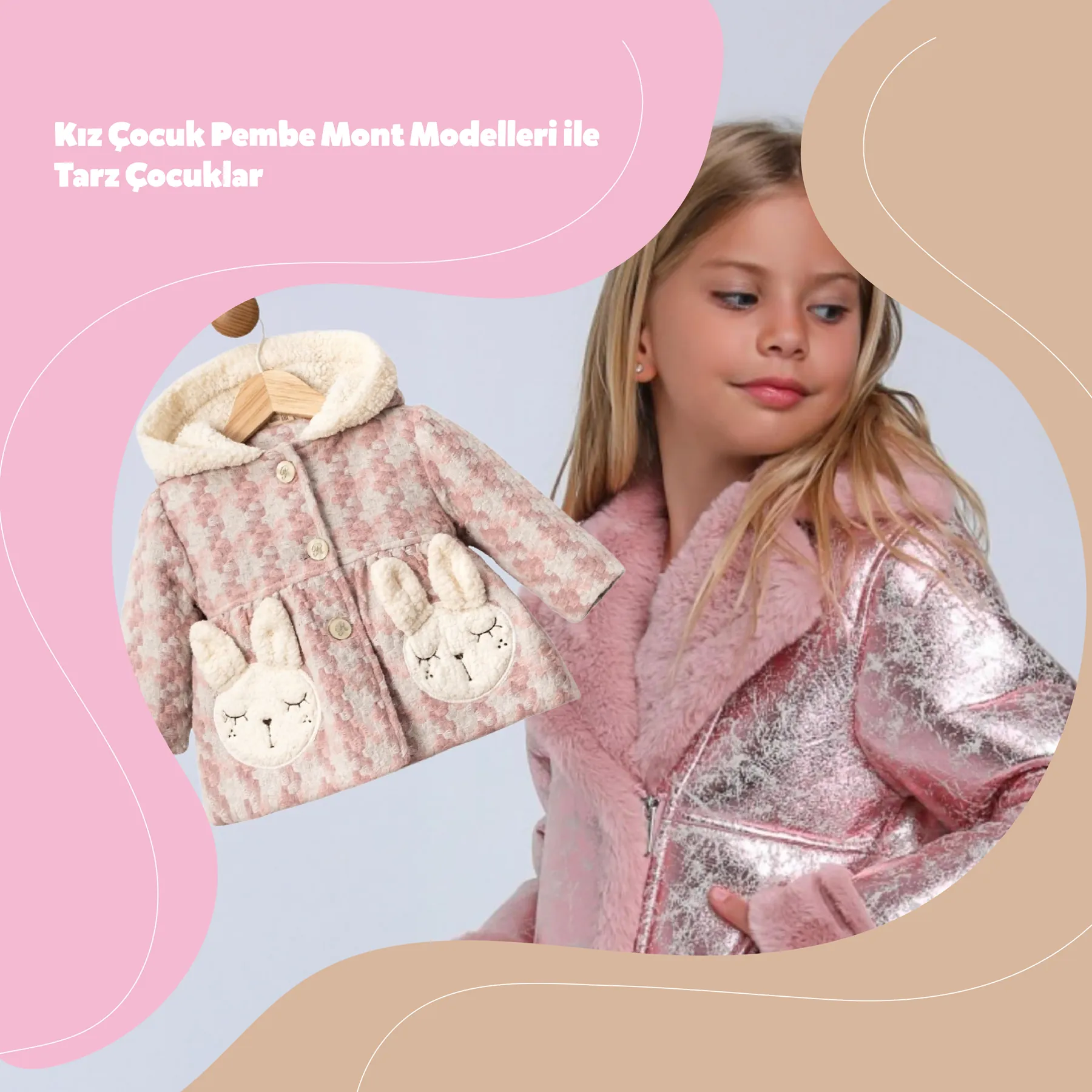 KIZ ÇOCUK PEMBE MONT MODELLERİ İLE TARZ ÇOCUKLAR