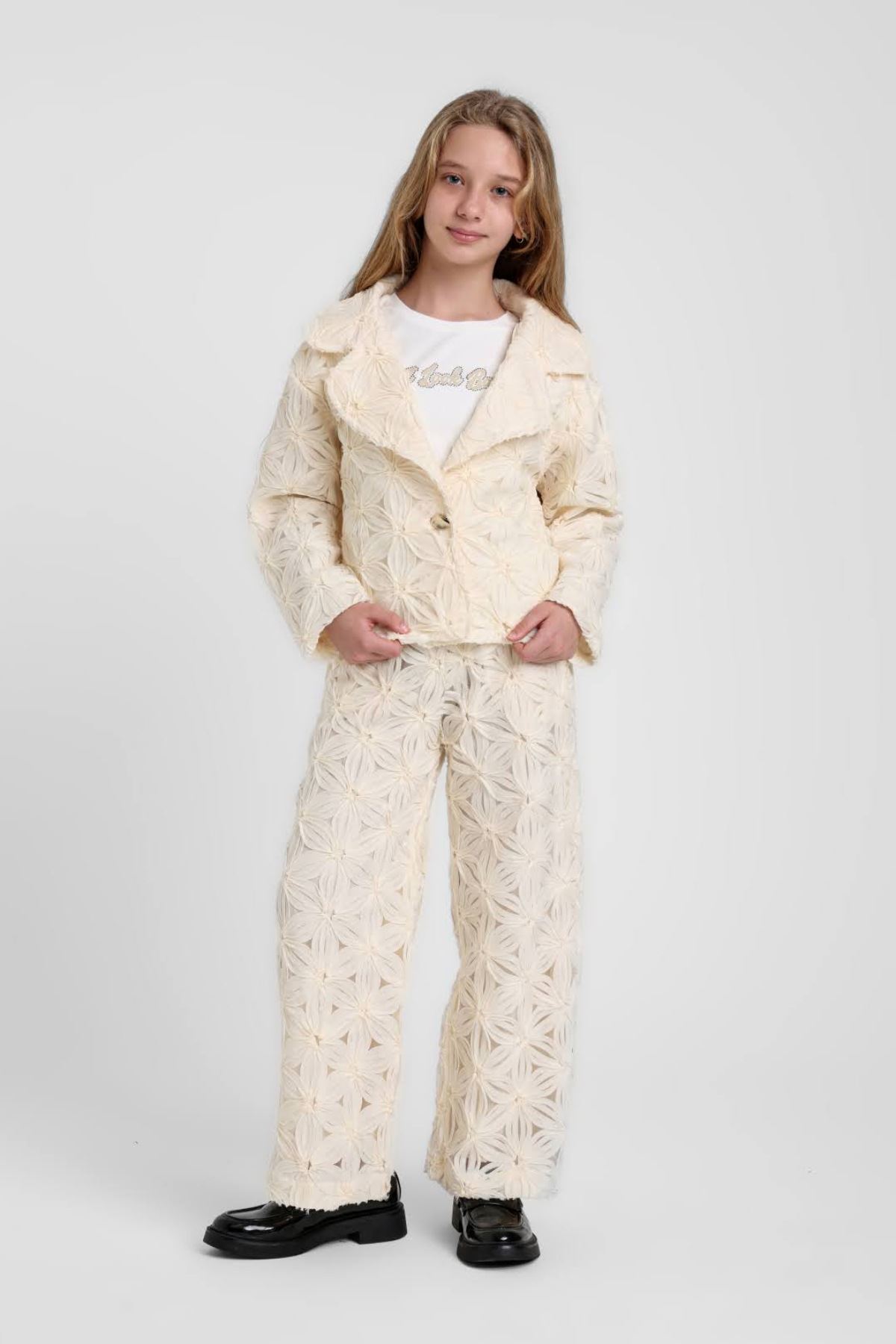 5-14 Yaş Serenique Bloom Kız Çocuk 3'Lü Takım-Latte