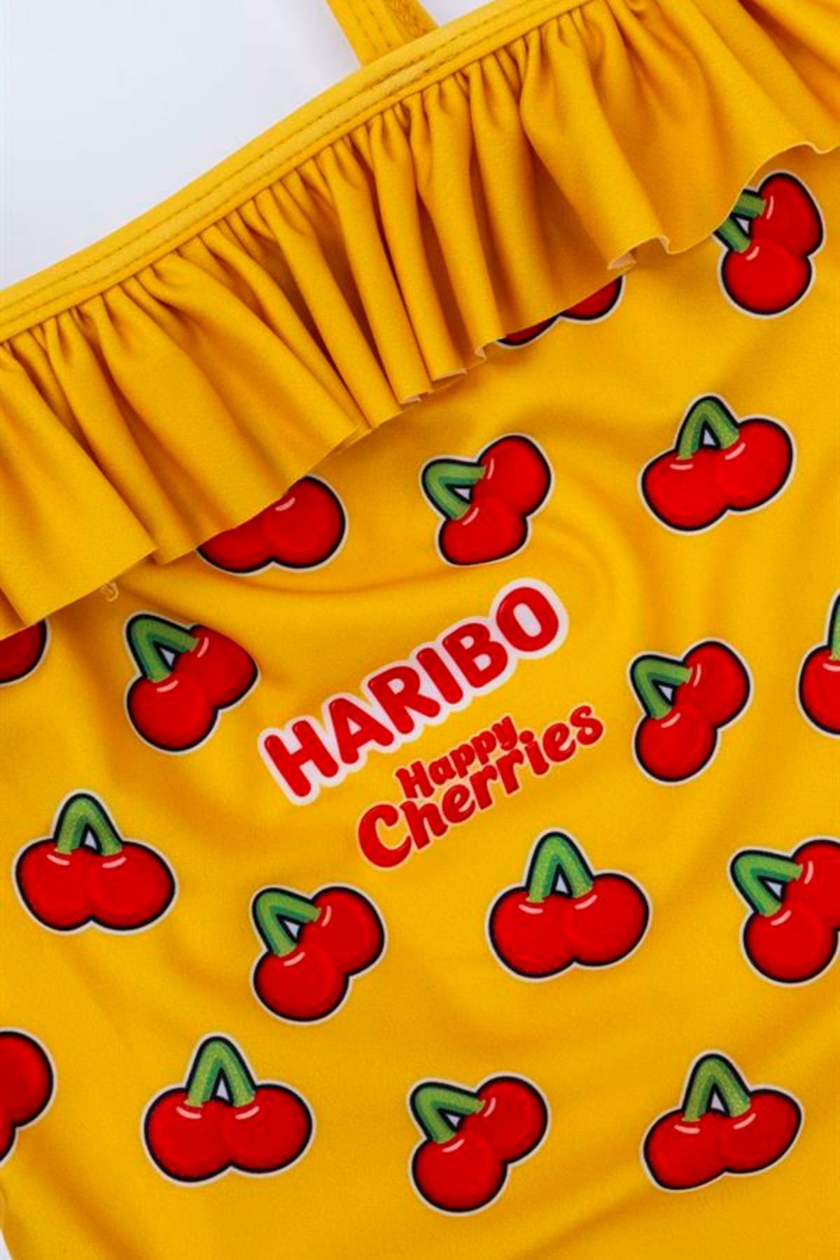 3-12 Yaş Lisanslı Haribo Kız Çocuk Mayo-Sarı