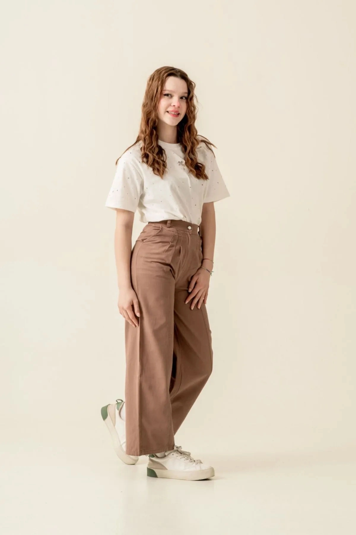 8-15 Yaş Calista Rivan Premium Kız Çocuk Pantolon-Mocca