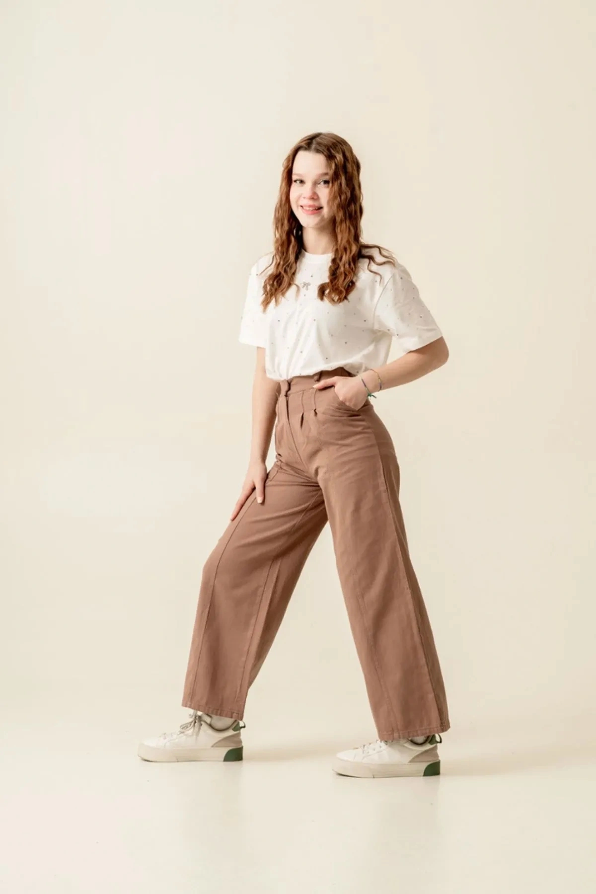 8-15 Yaş Calista Rivan Premium Kız Çocuk Pantolon-Mocca