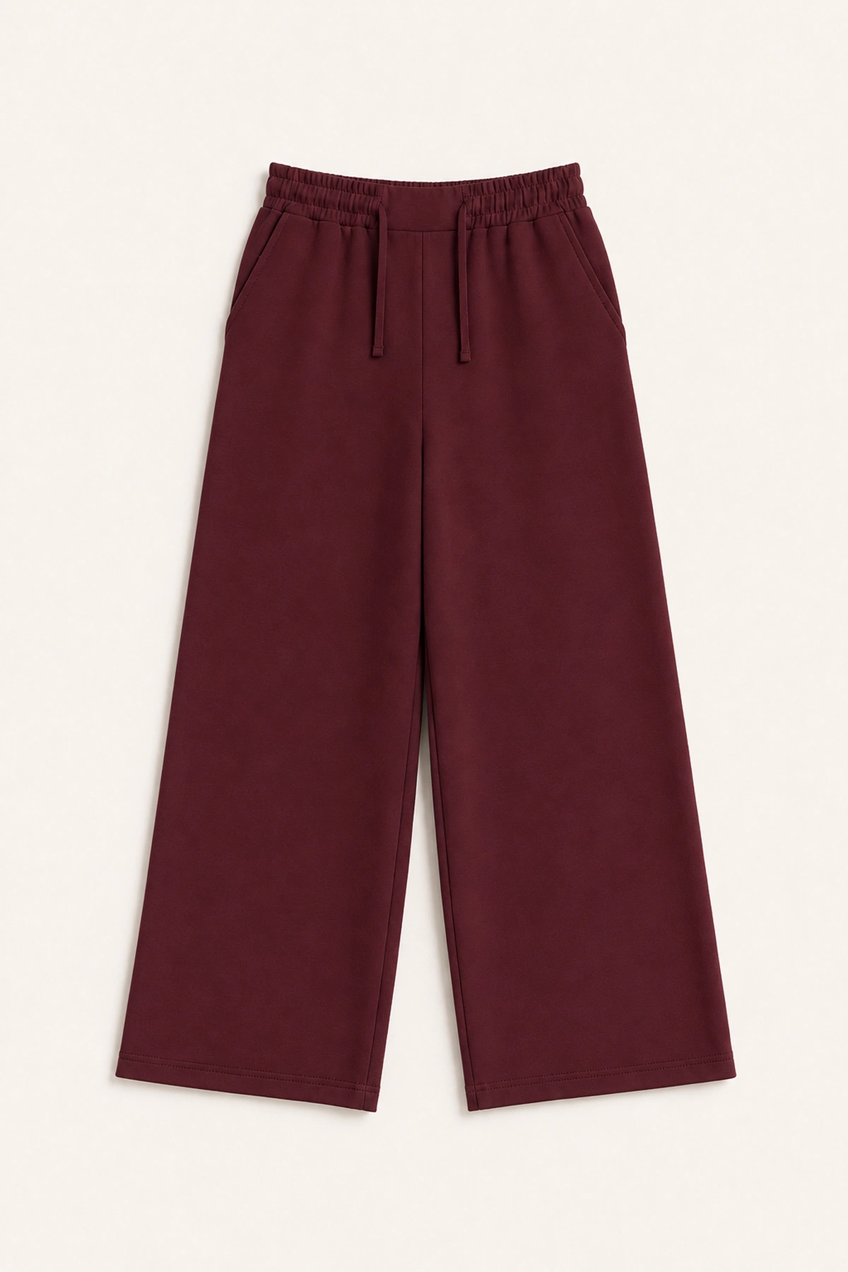 9-15 Yaş Premium Palazzo Kız Çocuk Pantolon-Bordo