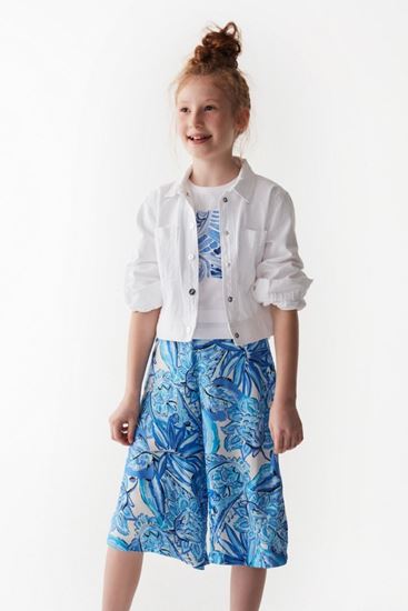 8-14 Yaş Bıanca Blue Kız Çocuk Tasarım Kot Ceket -Ekru-