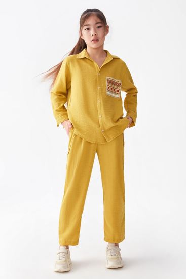 8-14 Yaş Essaouria Kız Çocuk Pantolonlu Takım -Asit Yeşili-