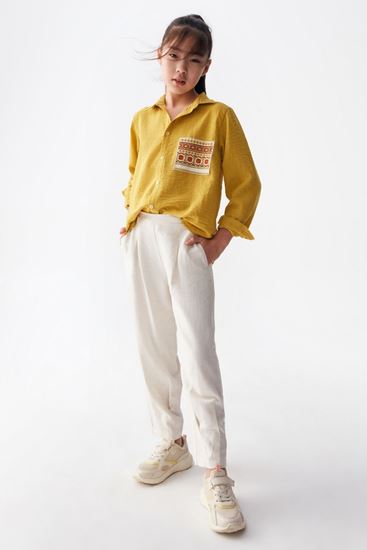 8-14 Yaş Essaouria Antik Kız Çocuk Pantolonlu Takım -Asit Yeşili-