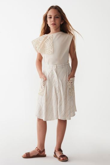 8-14 Yaş Pavlova Kız Çocuk Etekli Takım -Krem-