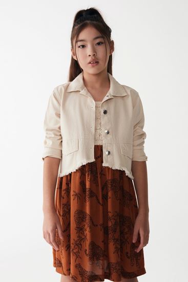 8-14 Yaş Pavlova Kız Çocuk Tasarım Ceket -Krem-