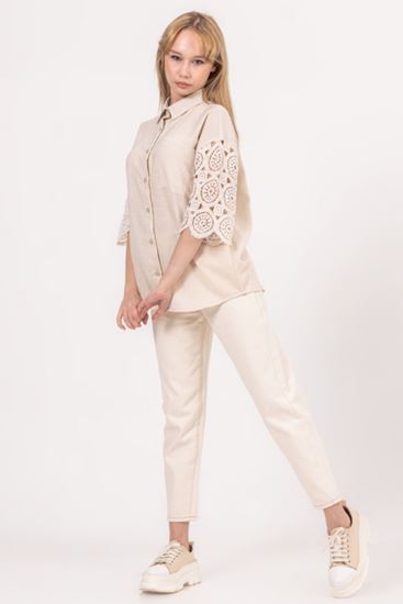 8-14 Yaş Berceste Mira Kız Çocuk Takım -Krem-