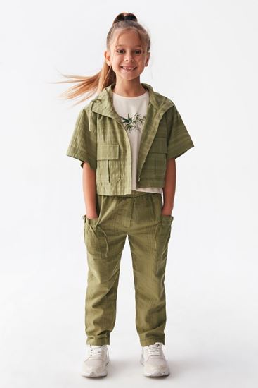 4-8 Yaş Ayder Cotto Kız Çocuk 3'Lü Takım -Haki-