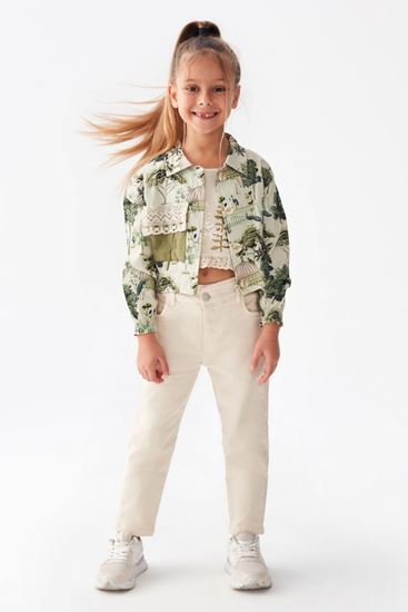 4-8 Yaş Ayder Modern Kız Çocuk 3'Lü Takım -Haki-