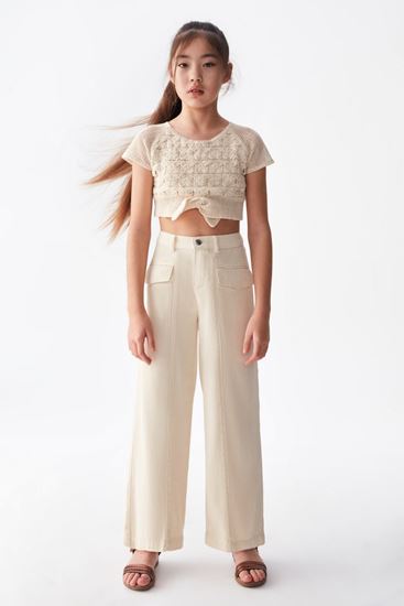 8-14 Yaş Havana Lower Kız Çocuk Pantolonlu Takım -Krem-