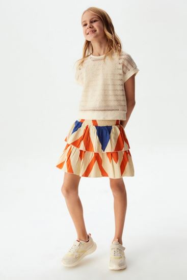 8-14 Yaş Sargento Kız Çocuk Etek -İndigo-