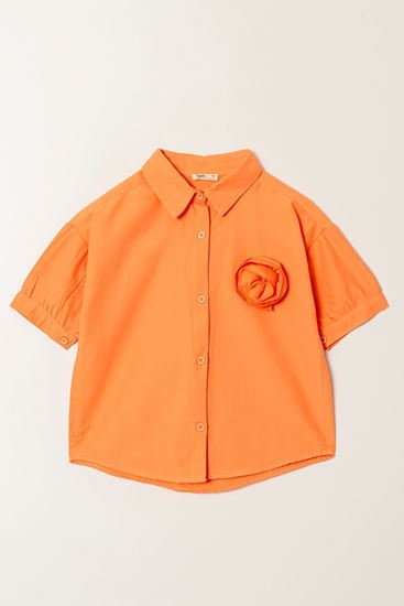 6-13 Yaş Nişantaşı Kız Çocuk Gömlek -Turuncu-