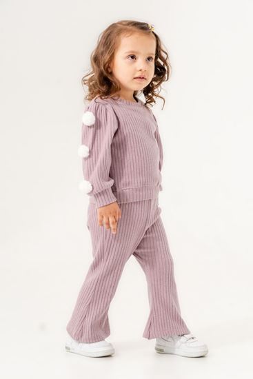 1-9 Yaş Pon Pon Sugar Kız Çocuk Takım -Leylak-