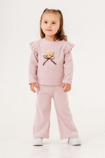 1-9 Yaş Bloom Ayıcıklı Kız Çocuk Takım -Pembe-