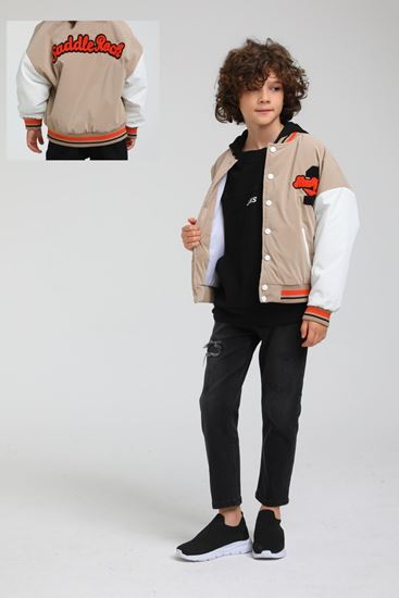 2-14 Yaş Face BRC Erkek Çocuk Bomber Mont Ceket -Latte-