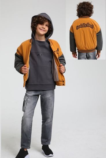 2-14 Yaş Face BRC Erkek Çocuk Bomber Mont Ceket -Hardal-
