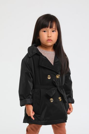 1-6 Yaş Stradivo Maçka Kız Çocuk Trençkot Mont -Siyah-