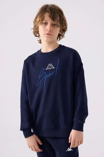 5-16 Yaş KAPPA Erkek Çocuk Sweat -Lacivert-
