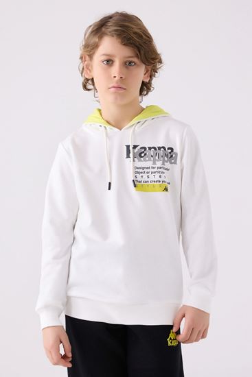 5-16 Yaş KAPPA Erkek Çocuk Sweatshırt- Ekru-