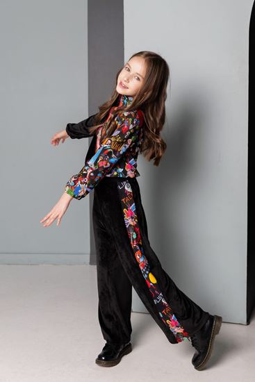 4-12 Yaş Mehmet Sinan Kuran Tasarımlı Kız Çocuk Eşofman Takım -Siyah-