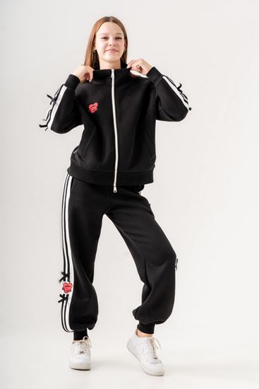 9-15 Yaş Ribbon Italy Design Kız Çocuk Takım -Siyah-