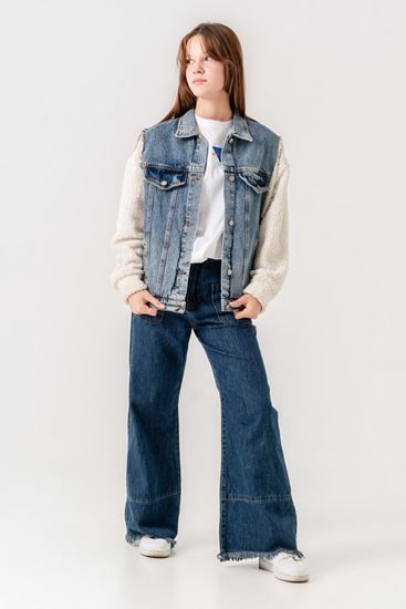 8-15 Yaş Lovobery Kız Çocuk Ceket -Krem/Kot-