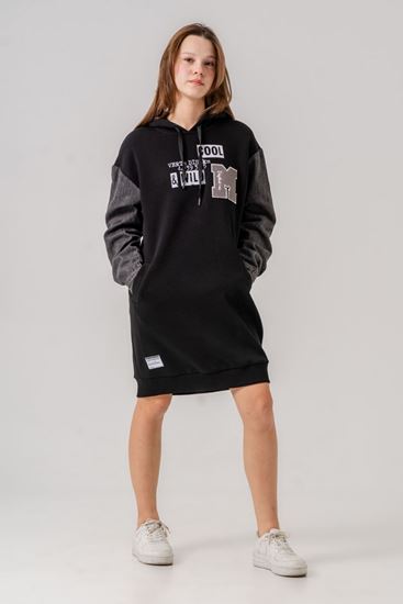 8-15 Yaş Moncelo de Mono Kız Çocuk Elbise -Siyah-