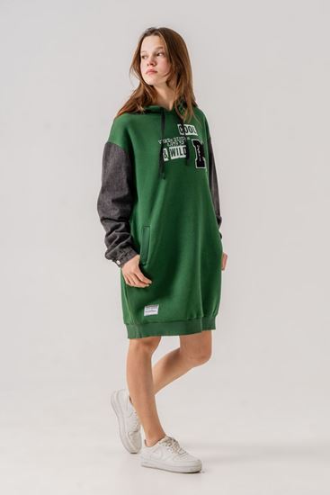 8-15 Yaş Moncelo de Mono Kız Çocuk Elbise -Yeşil-