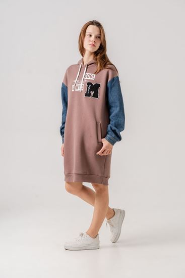 8-15 Yaş Moncelo de Mono Kız Çocuk Elbise -Mocha-