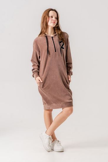 8-15 Yaş Moncelo de Velvet Kız Çocuk Elbise -Mocha-