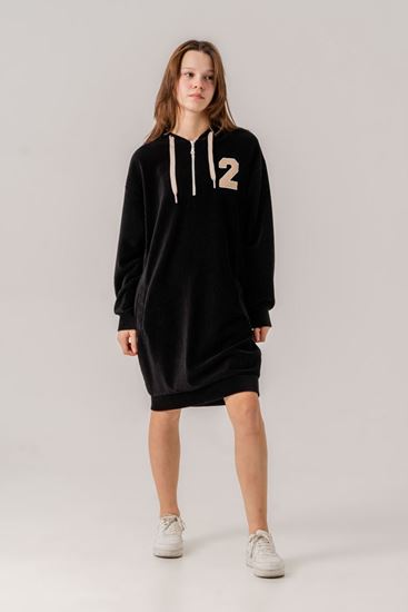 8-15 Yaş Moncelo de Velvet Kız Çocuk Elbise -Siyah-