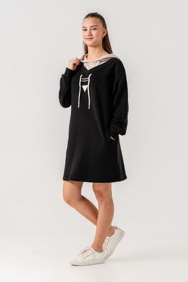 8-15 Yaş Designer Style Kız Çocuk Elbise -Siyah-